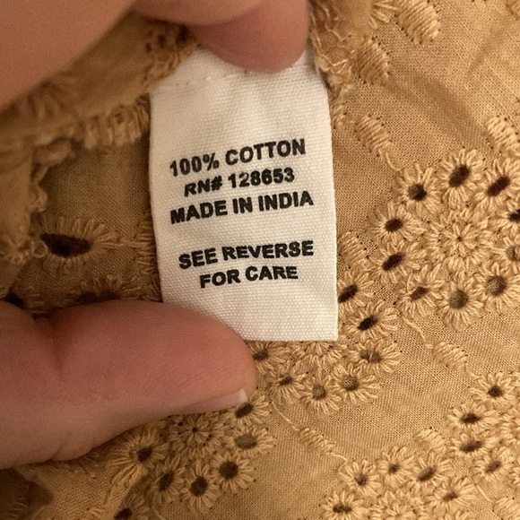 Joie 100% Cotton Eyelet Sleeveless Top Size: S Orangey Tan Colour - Picture 3 of 5